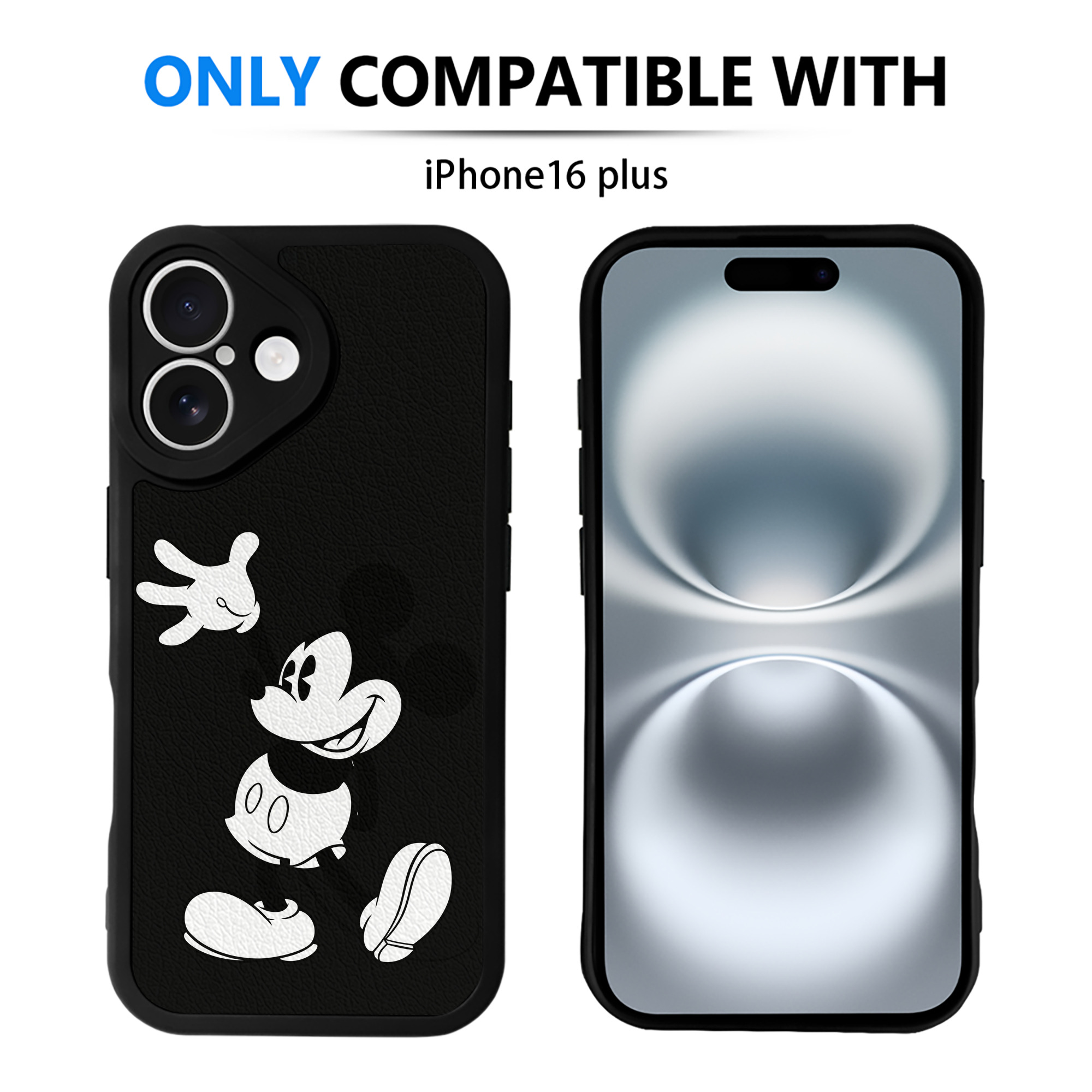 （画像用） ミッキーマウス Mickey Mouse 【iPhone 16シリーズ対応】シリコンスマホケース（レザー調） 材質：シリコン